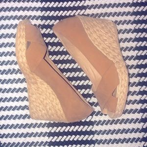 Michael Kors KORS suede peep toe espadrille wedge